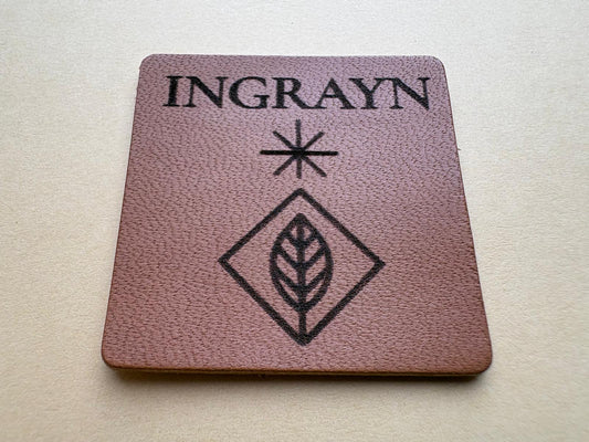 Groot leren label vierkant met ontwerp ingrayn