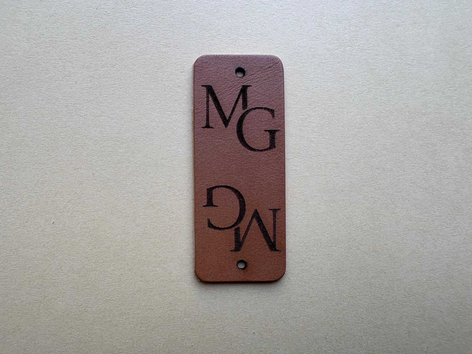 Leren vouwlabel met ontwerp miroen goods